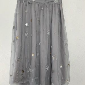 Gray Sequined Tulle Skirt
